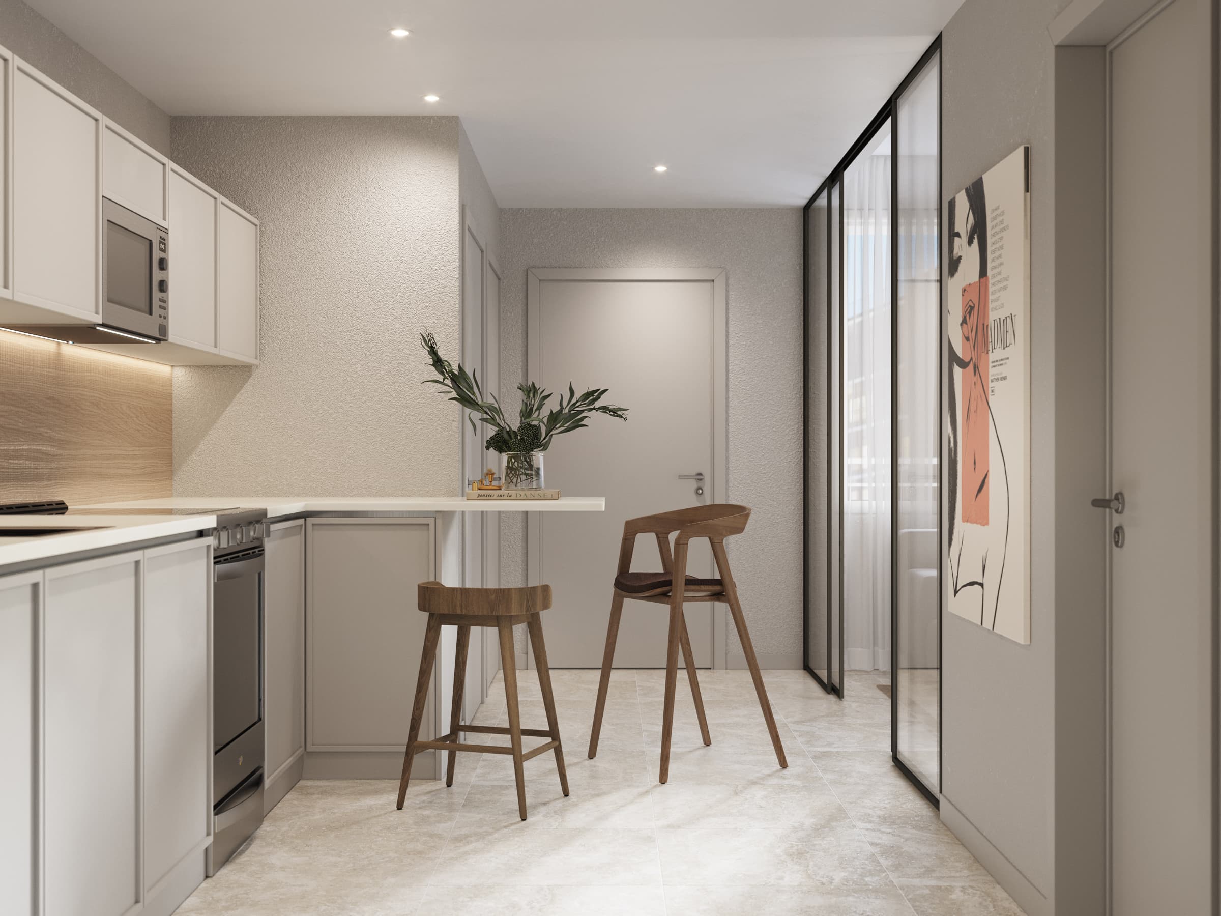 Residence kitchen with quartz countertops